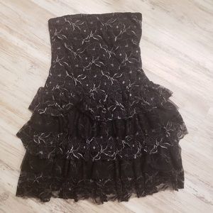 Black Shimmery Ruffle Dress